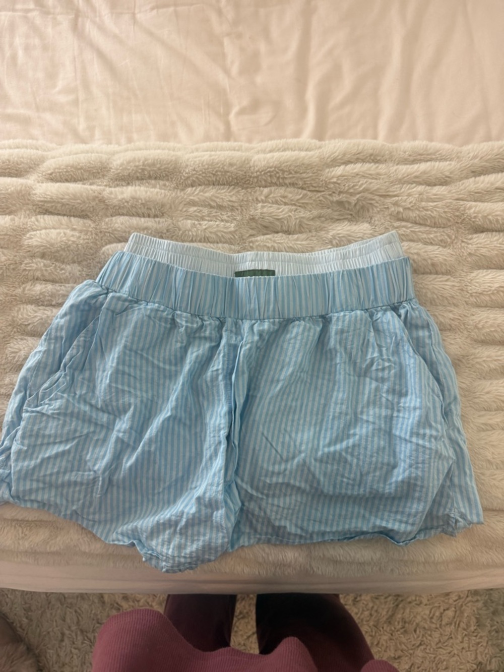 Daily Drills Light Blue Striped Women's Lounge Shorts XS/S
